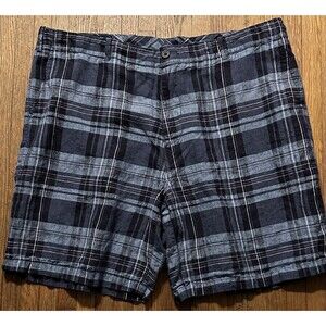 Lincs  Shorts David Chu Plaid Check Linen  Mens 42 Casual Weekend  Golf